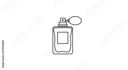 Elegant Perfume Bottle with Atomizer Outline Style.