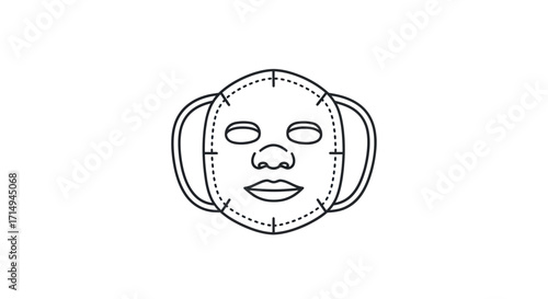 Line Art Illustration of a Facial Sheet Mask.