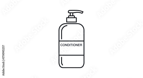 Simple Line Art Illustration of a Conditioner Bottle.