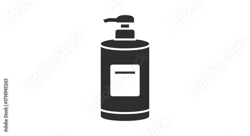 Simple Black Icon of a Pump Bottle for Liquid Soap or Lotion.