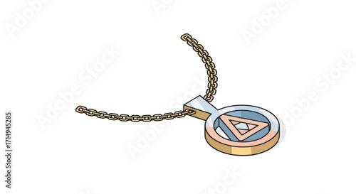 Ornate Circular Pendant Necklace with Geometric Symbol.
