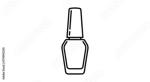 Outline drawing of a classic nail polish bottle beauty product.