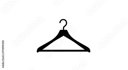 A simple black wooden clothes hanger with a hook.