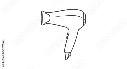 Simple Line Art Illustration of a Hair Dryer.