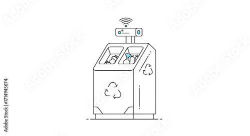 Smart recycling kiosk for eco-friendly waste sorting in minimalist style