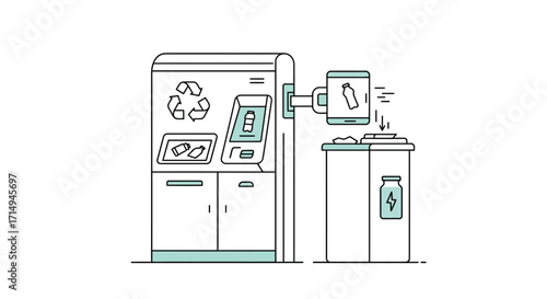 Recycling vending machine automated waste disposal linear design