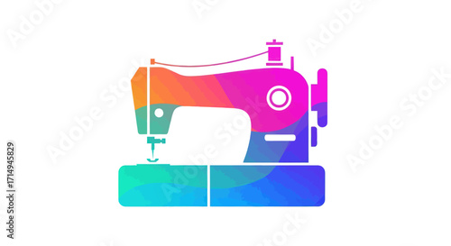 Vibrant sewing machine illustration with a modern colorful gradient design.