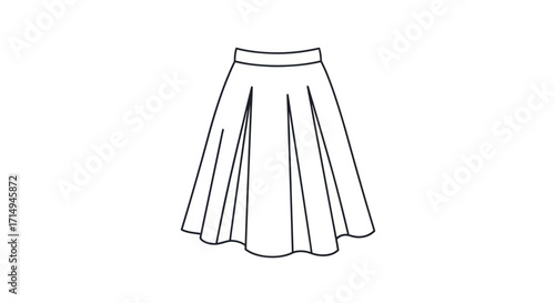 Simple Line Art Drawing of a Pleated A-Line Skirt.