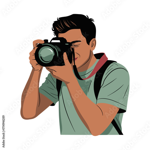 photographer vector illustration man taking photo with camera professional photography concept design