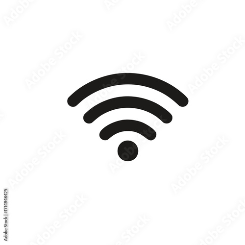 Black Wi- Fi Signal Icon on White Background wifi wireless