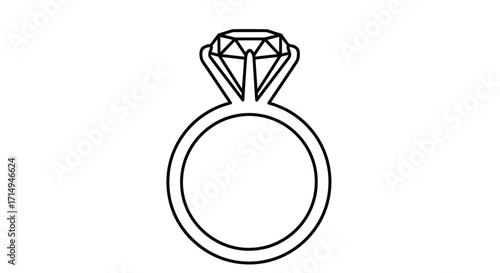 Simple Outline of a Diamond Engagement Ring.