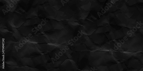 black and white paper. Black crumpled paper texture pattern. Rough grunge old blank.