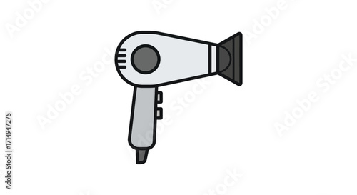 Simple Gray and White Hair Dryer Icon.