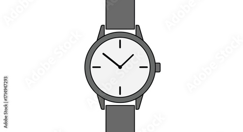 Simple Gray Wristwatch with White Face and Black Hands.