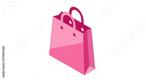 Vibrant Pink Shopping Bag with Handles Retail Purchase Icon.