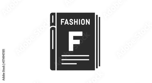 Stylized Black Fashion Magazine Icon with FASHION Title and Large F Letter.
