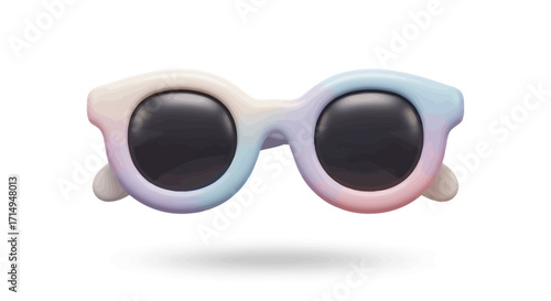 Pastel Rainbow-Tinted Round Sunglasses with Dark Lenses.