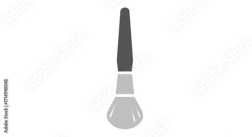 Gray Makeup Brush with Dark Handle for Cosmetic Application.