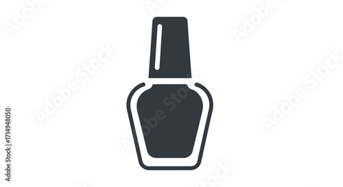 Simple Black Nail Polish Bottle Icon on White Background.