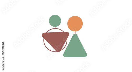 Modern Abstract Geometric Earring Design with Muted Colors.