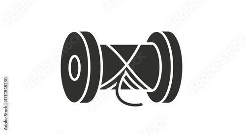 Black Silhouette Icon of a Spool of Thread.