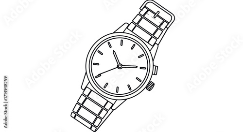 Classic Analog Wristwatch with Metal Band and White Dial.