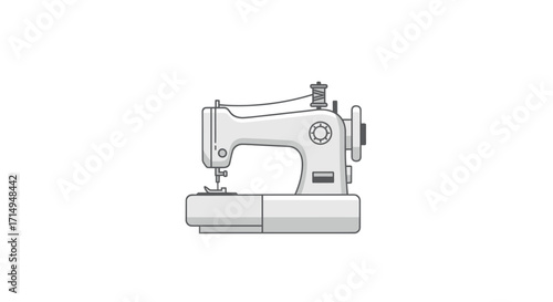 Detailed Line Art Illustration of a Vintage Sewing Machine.