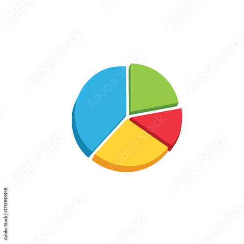 Colorful 3D pie chart with four segments graph data