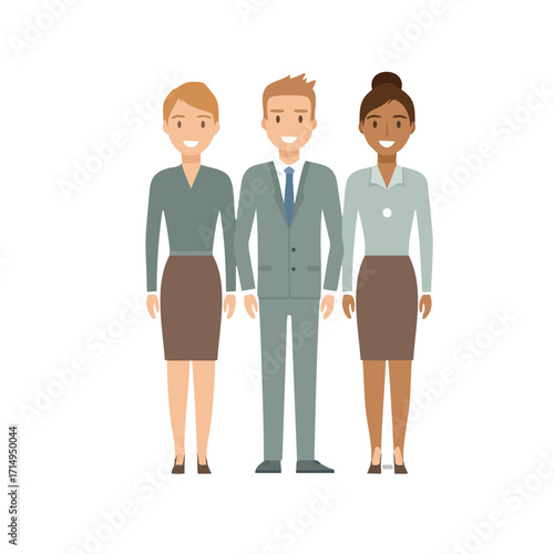 Diverse business team standing together on white background