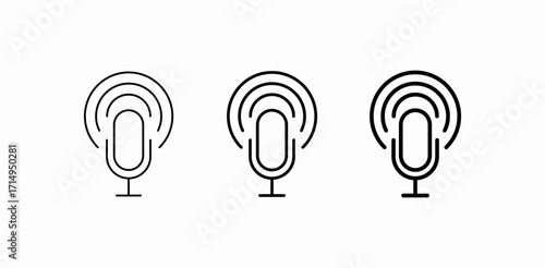 microphone with waves icon sign vector