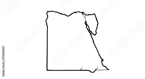 Egypt outline against white background. Simple outline of Egypt for geographical study and design, illustrating country's shape.