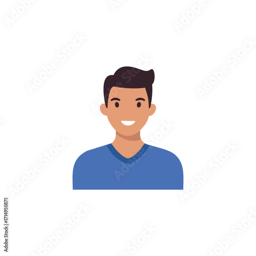 Flat design avatar of a smiling young man male person