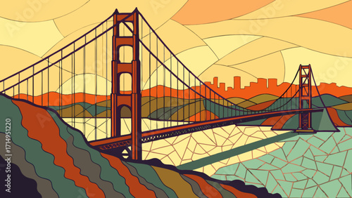 Golden gate bridge san francisco california landmark architecture travel destination scenic view artwork