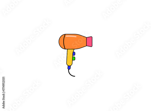 Vector illustration of a cartoon hair dryer on a white background