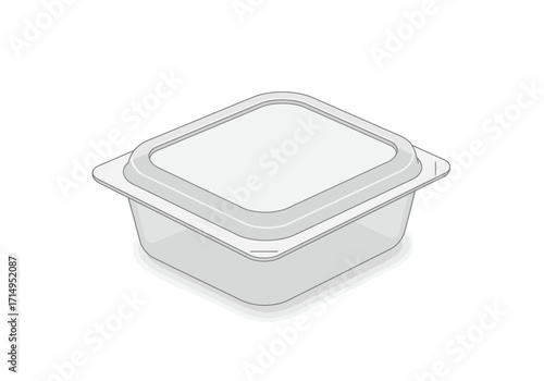 A clear plastic squareshaped container with lid