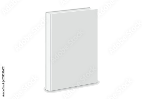 A plain lightgray book stands upright showcasing its clean minimalist design against a stark white background