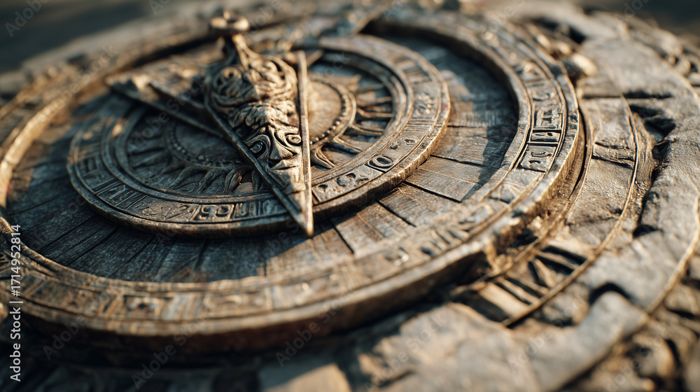 Obraz premium A close-up of an ancient sundial symbolizing time and reflection