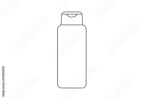 A thin vertical shampoo bottle with rounded edges and a fliptop lid