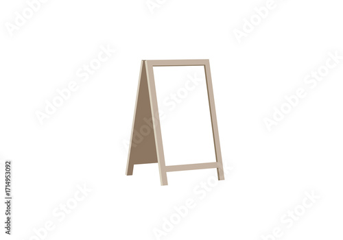 Aframe sandwich board stands constructed from beige material featuring a rectangular blank sign in its center
