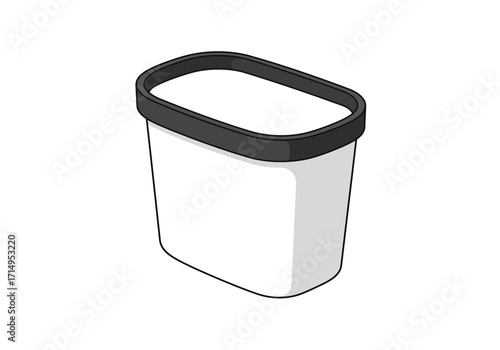 Angled view of a white tub with a black rim standing on a white background