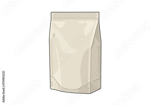 Bag with a zipper top neutral color and flat bottom