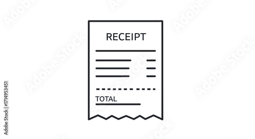 Simple Line Drawing of a Retail Receipt.