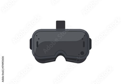 Gray VR headset with a dark rectangle strap isolated on a plain white backdrop