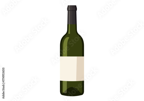Green wine bottle with blank label dark cap
