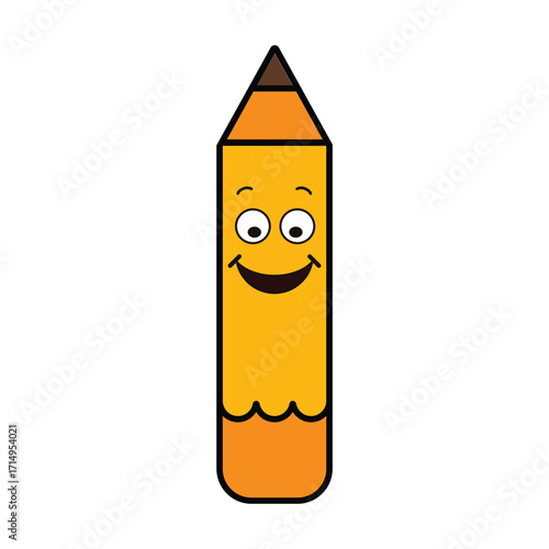 Simple pencil mascot smiling cartoon illustration vector