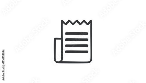 Hand drawn receipt icon with jagged top edge Keywords: receipt, bill, invoice, paper, document