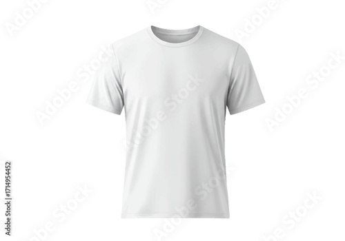 White shortsleeved Tshirt with a round neck on a white background