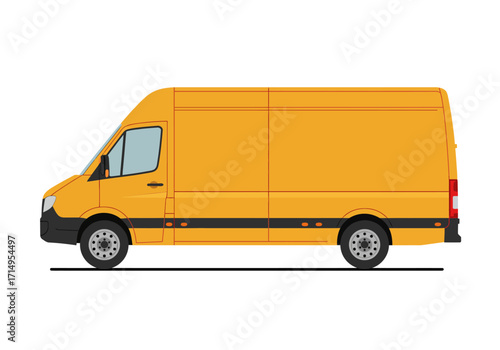 Yellow van illustration on white background