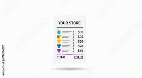 Retail Store Receipt with Itemized Purchases and Total Amount Due.