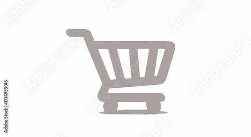 Simple Gray Shopping Cart Icon Illustration.
